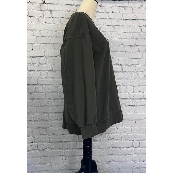 Lululemon Sweatshirt Women's 8 Olive Green Cotton Crew Neck Pullover Oversized - Picture 3 of 7